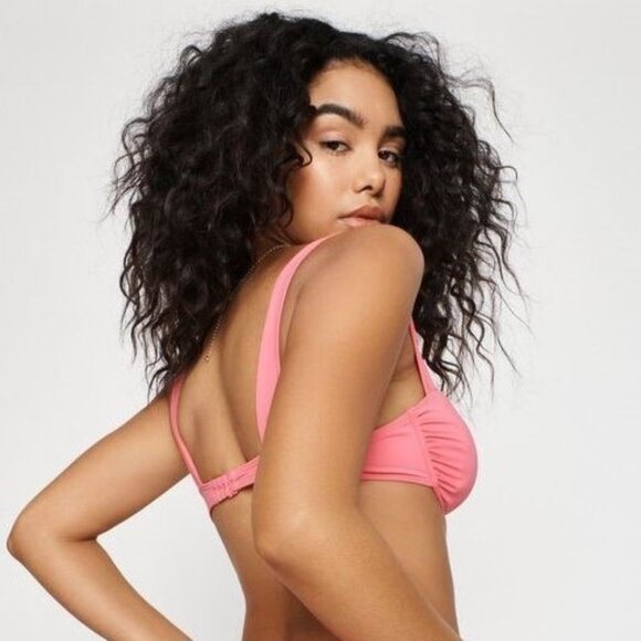 Dynamite Pink Ruched Underwire Bustier Bikini Top Swimwear - Picture 2 of 3